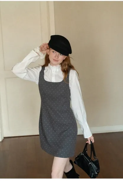 High Collar Long Sleeve Button Up Shirt