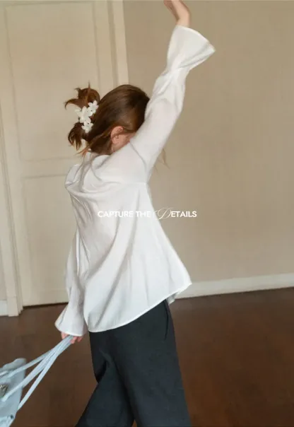 High Collar Long Sleeve Button Up Shirt