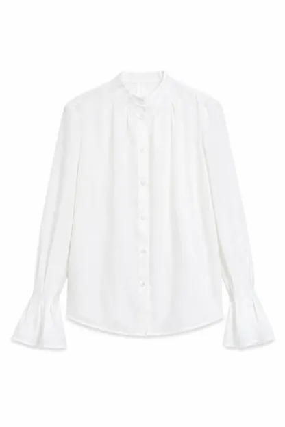 High Collar Long Sleeve Button Up Shirt