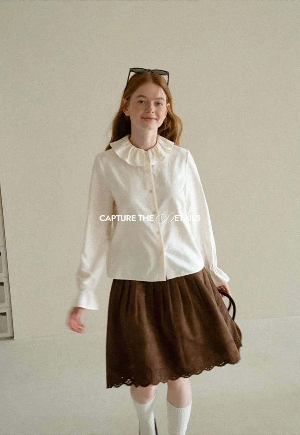 Ruffled Collar Button Front Long Sleeve Shirt
