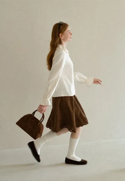 Ruffled Collar Button Front Long Sleeve Shirt
