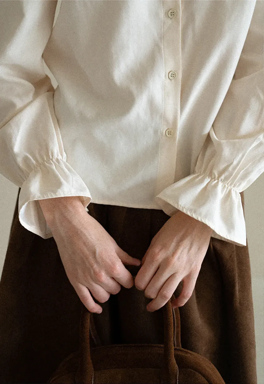 Ruffled Collar Button Front Long Sleeve Shirt
