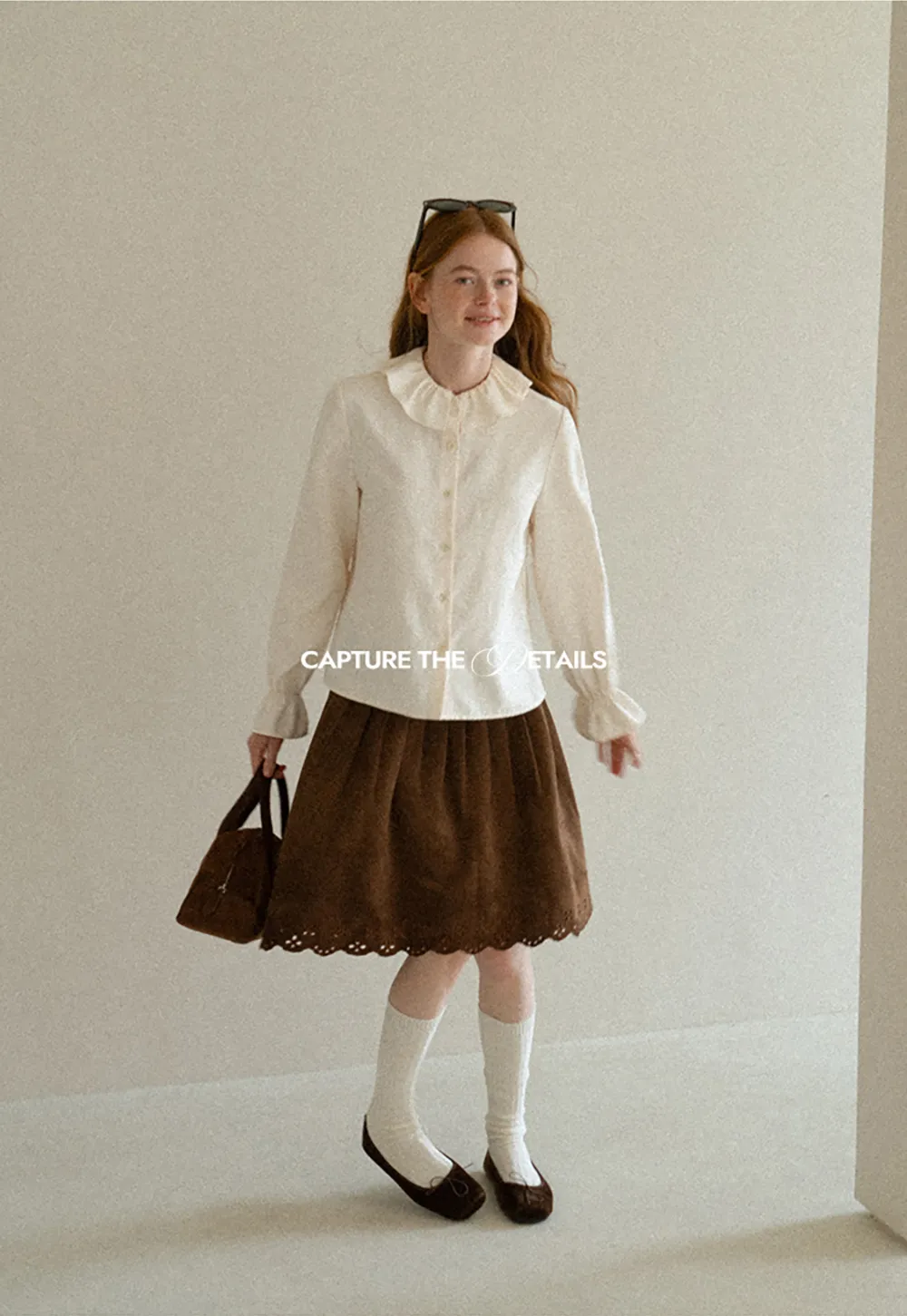 Ruffled Collar Button Front Long Sleeve Shirt