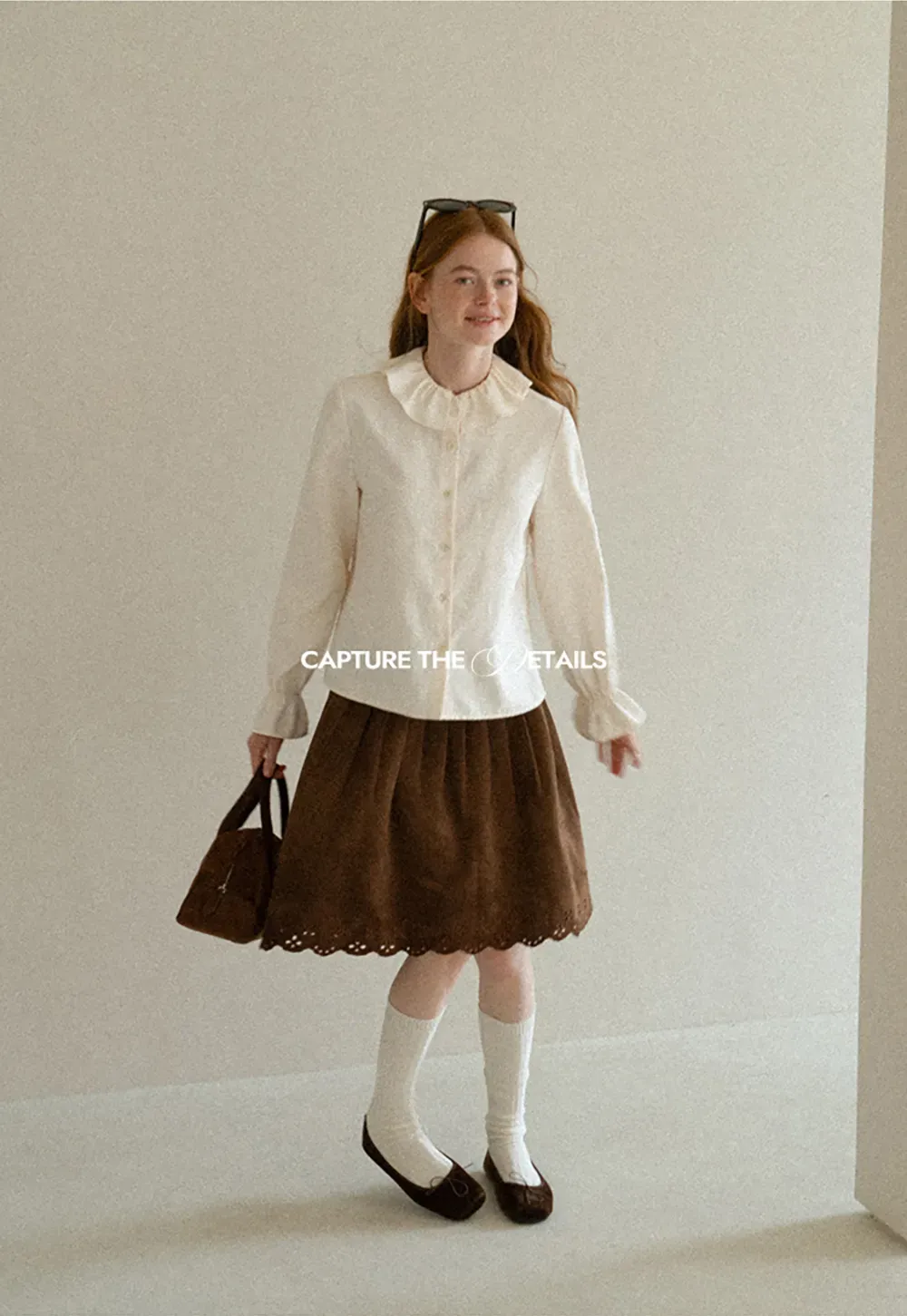 Ruffled Collar Button Front Long Sleeve Shirt