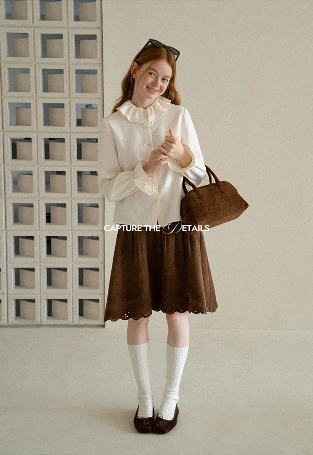 Ruffled Collar Button Front Long Sleeve Shirt