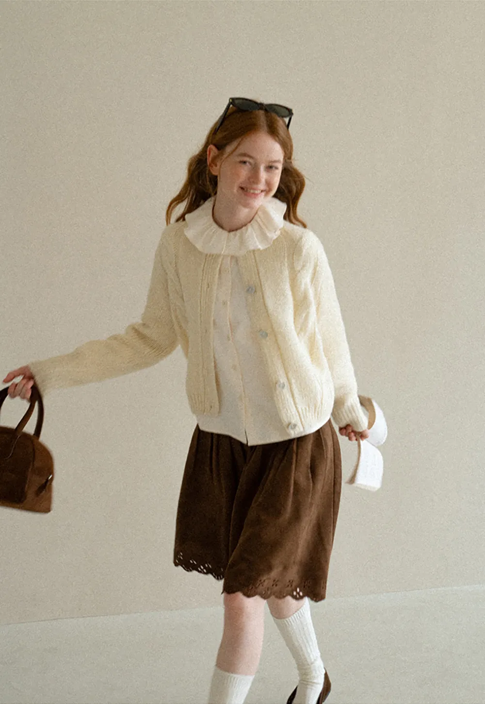Ruffled Collar Button Front Long Sleeve Shirt