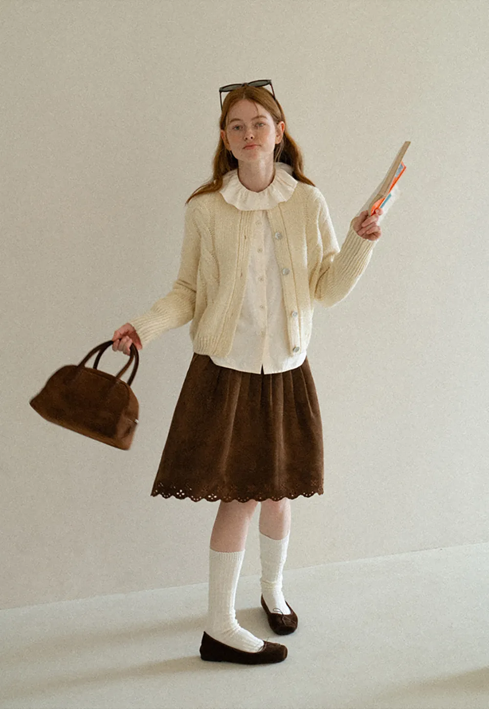 Ruffled Collar Button Front Long Sleeve Shirt