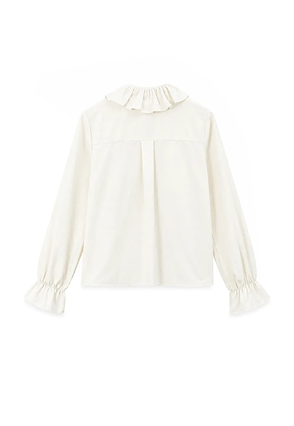 Ruffled Collar Button Front Long Sleeve Shirt