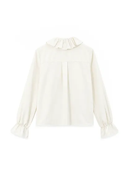 Ruffled Collar Button Front Long Sleeve Shirt