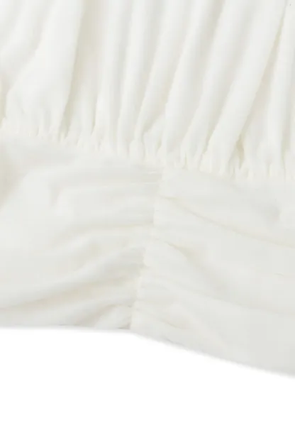 High Neck Pleated Blouse with Sheer Long Sleeves