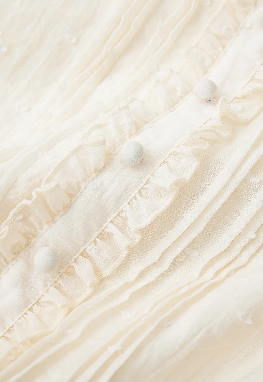 Ruffled Collar Smocked Waist Blouse