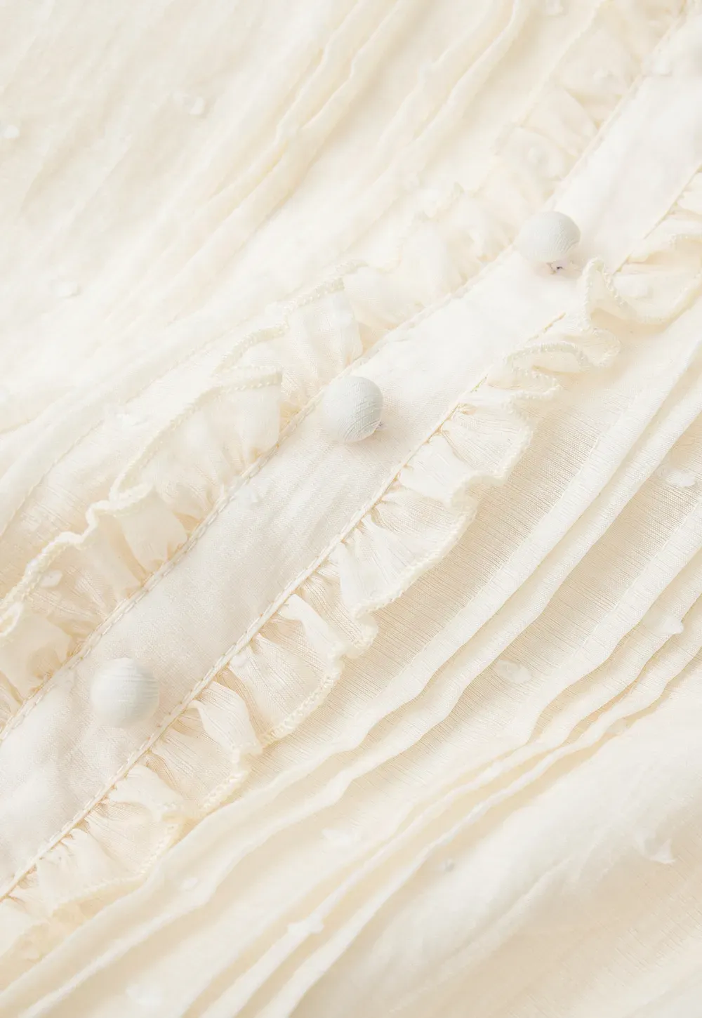 Ruffled Collar Smocked Waist Blouse
