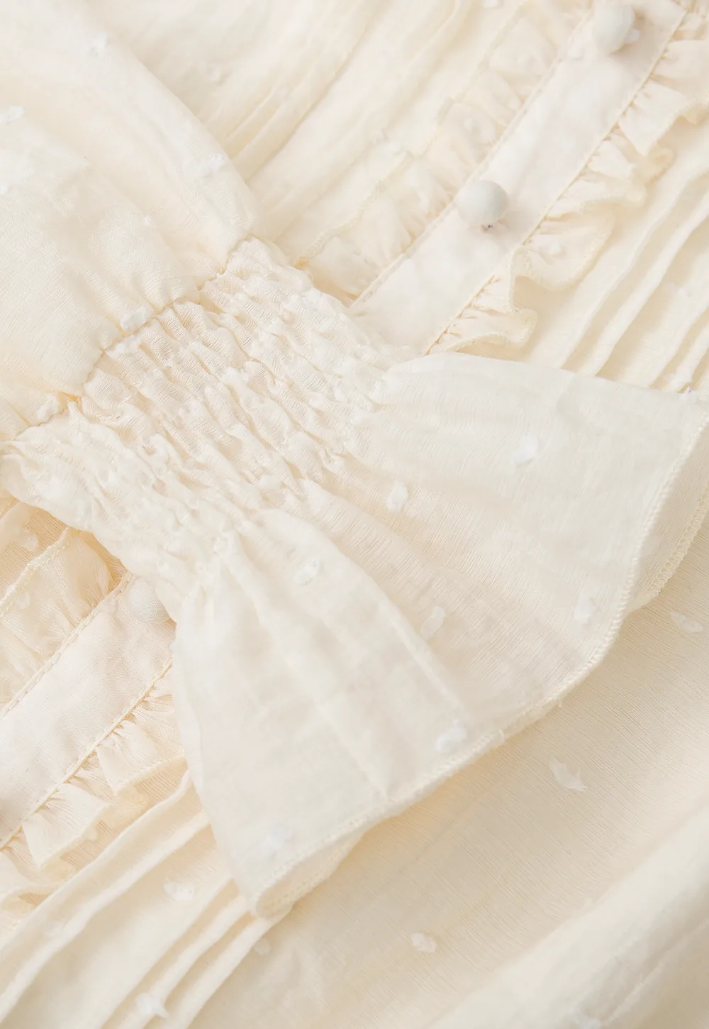 Ruffled Collar Smocked Waist Blouse