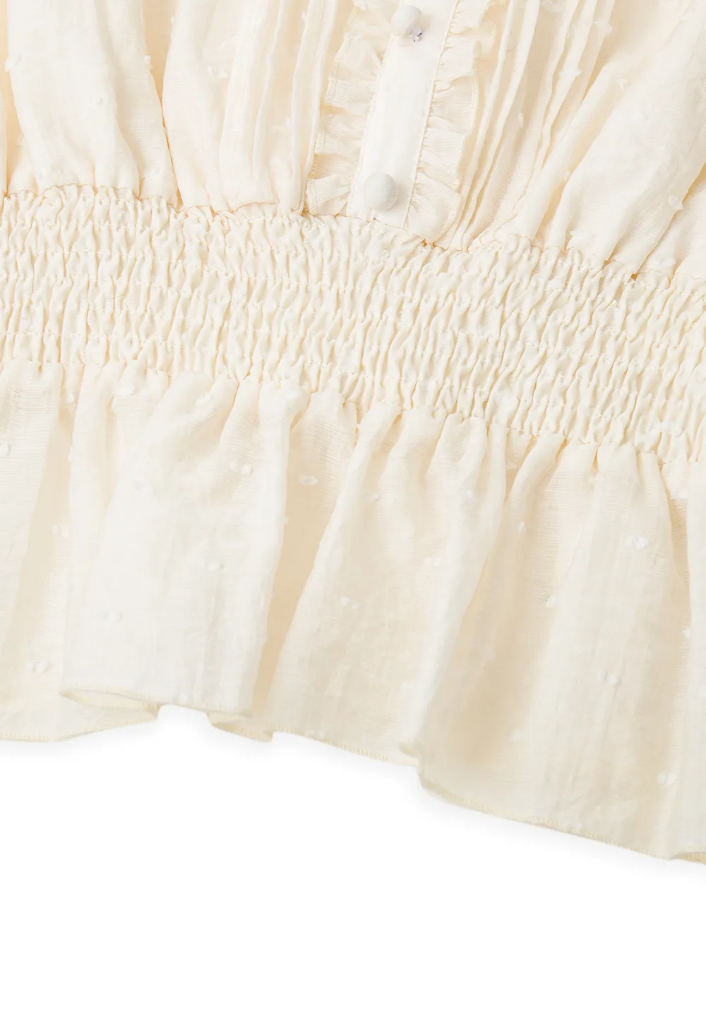 Ruffled Collar Smocked Waist Blouse