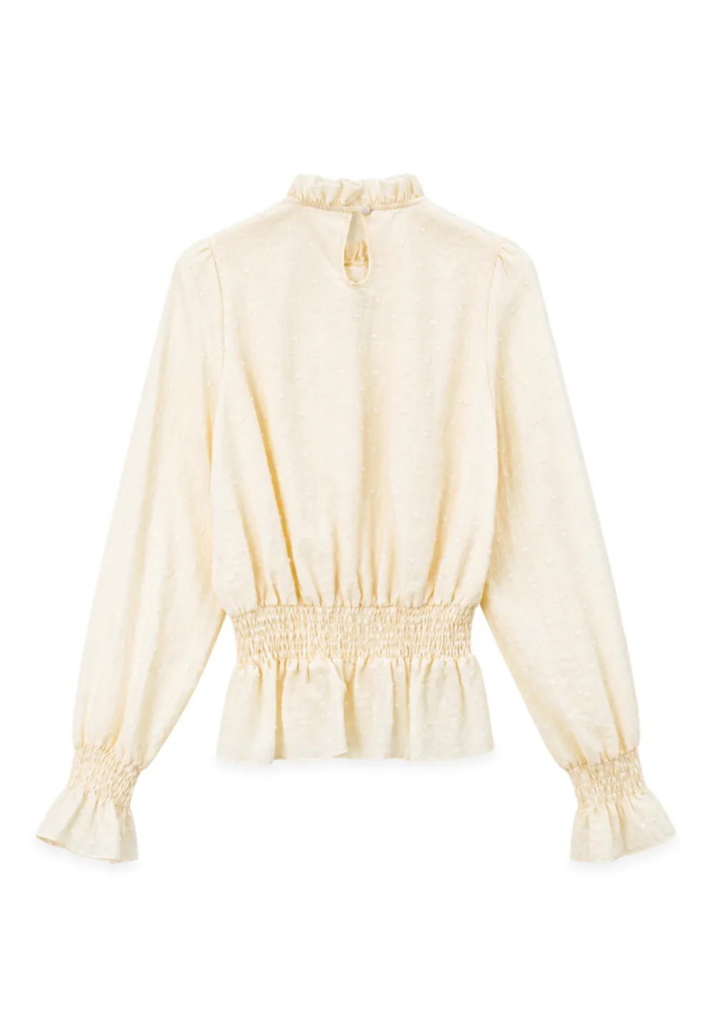 Ruffled Collar Smocked Waist Blouse
