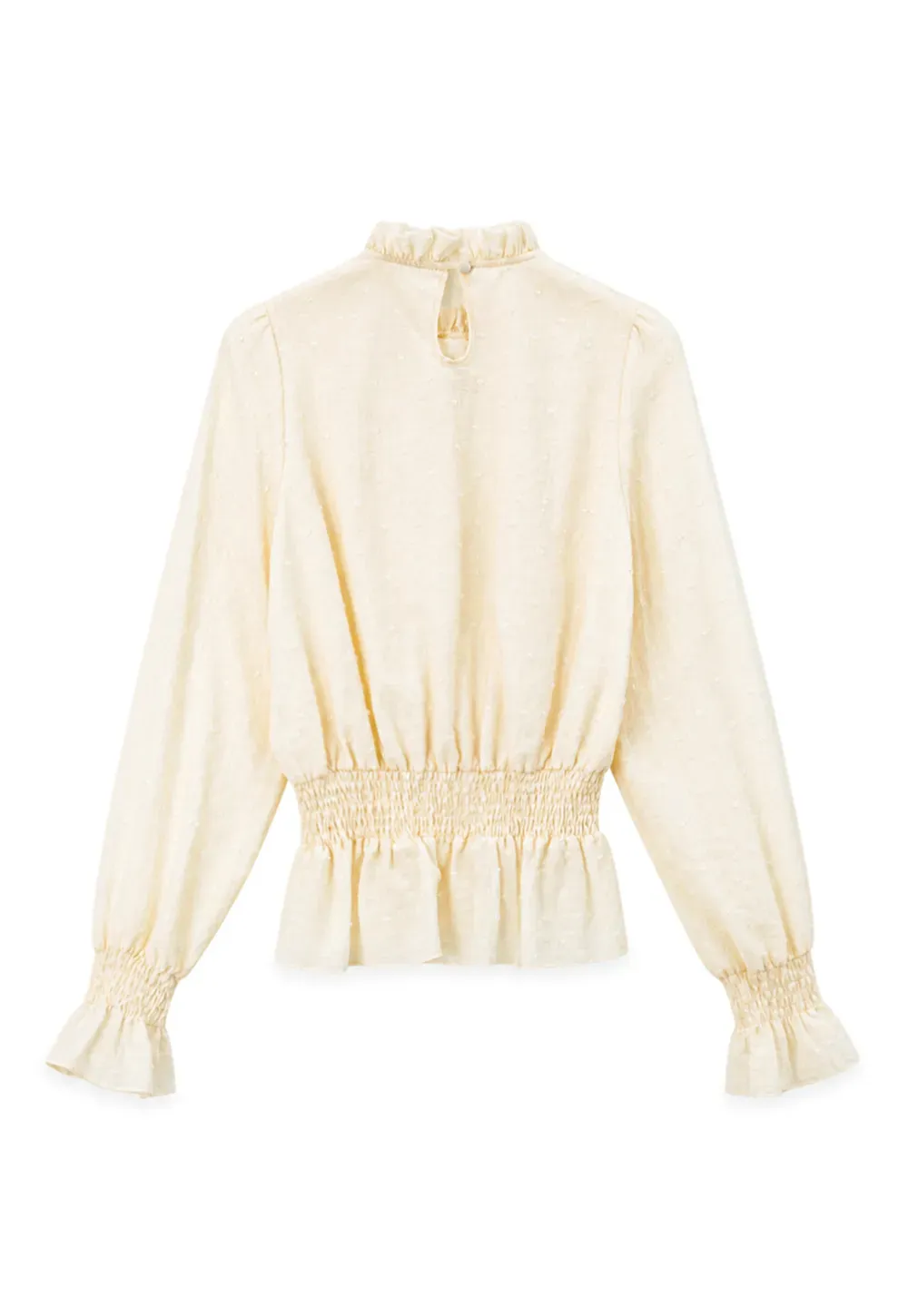Ruffled Collar Smocked Waist Blouse