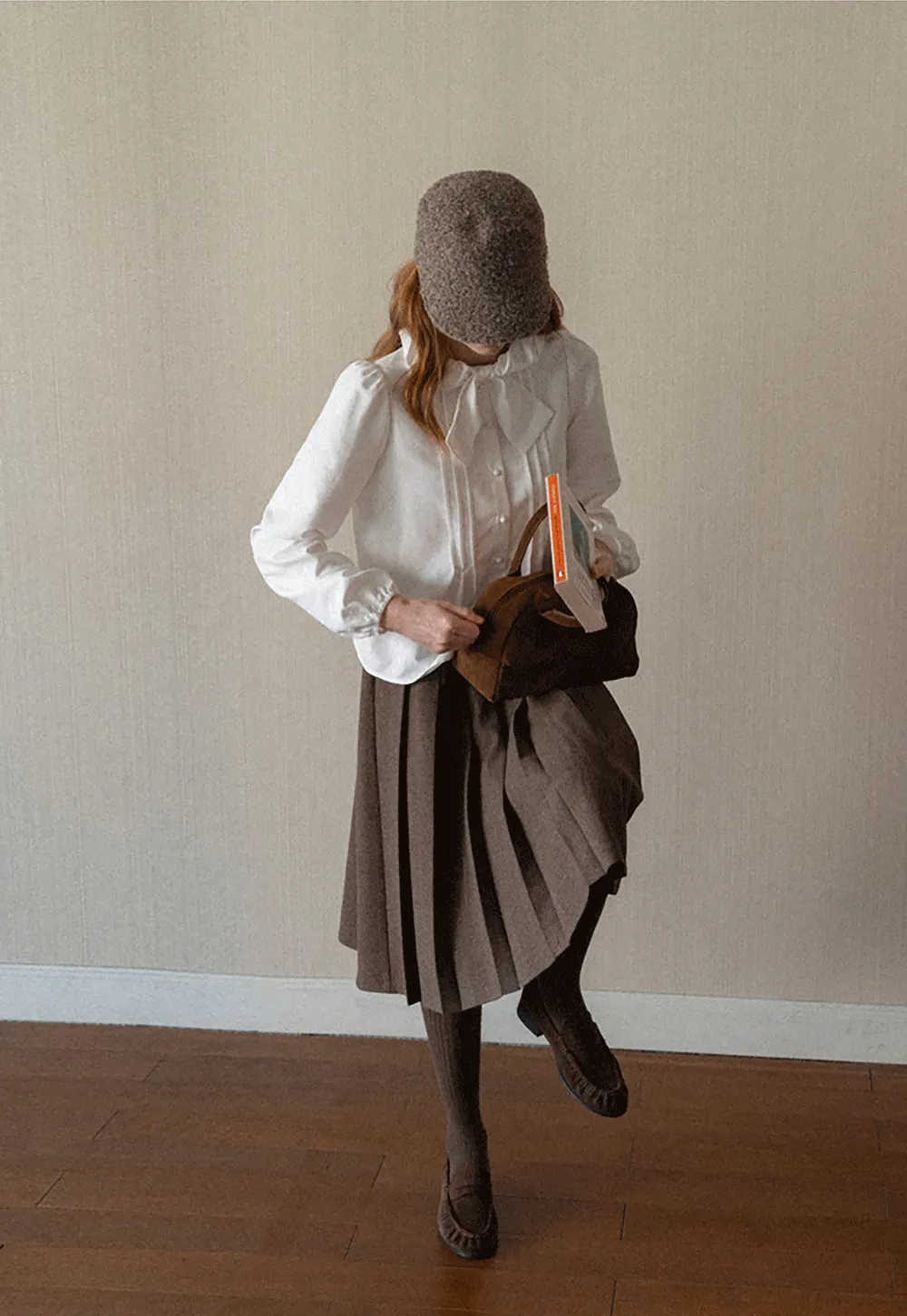 Ruffled Bow Neck Long Sleeve Button Up Shirt