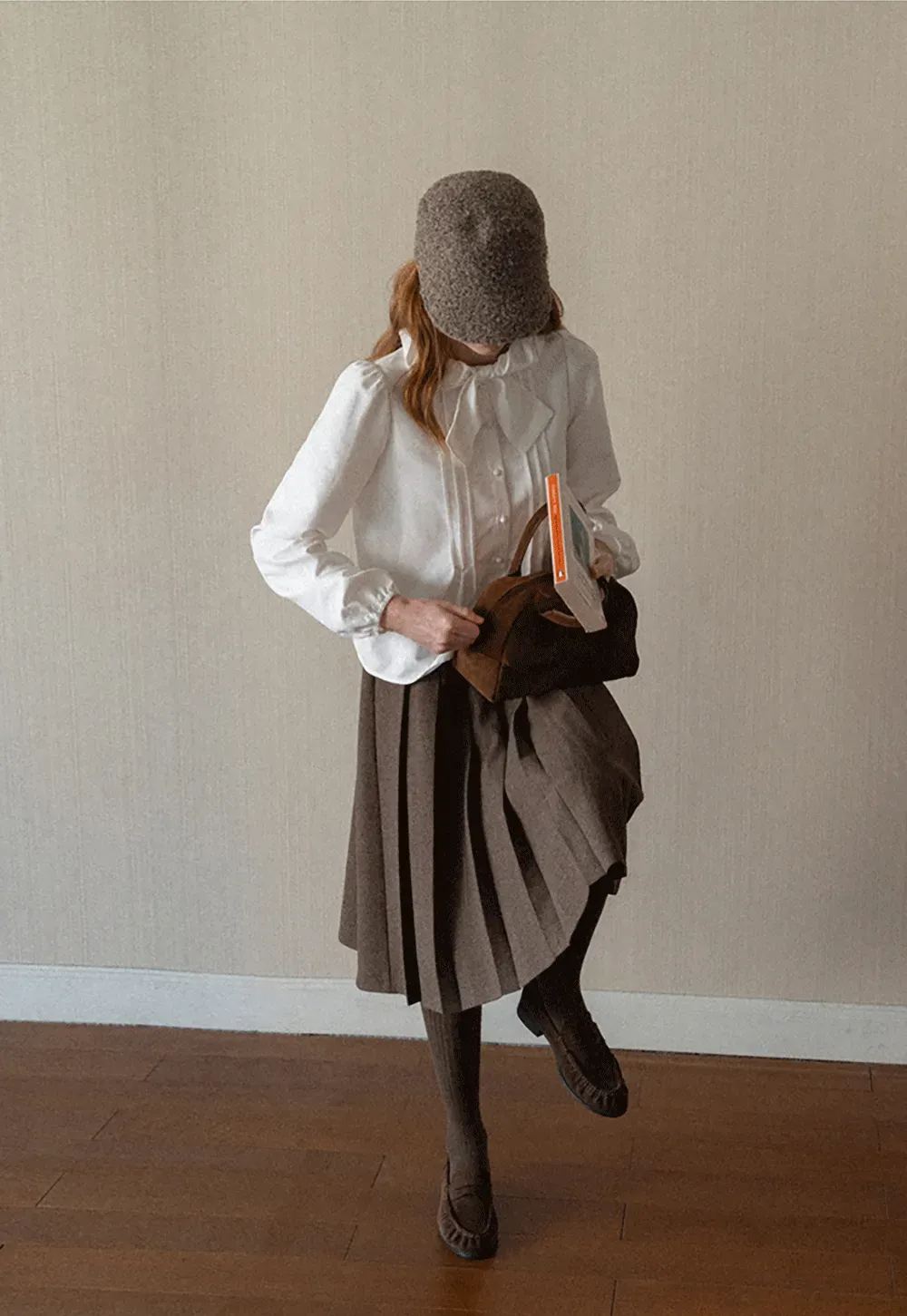 Ruffled Bow Neck Long Sleeve Button Up Shirt