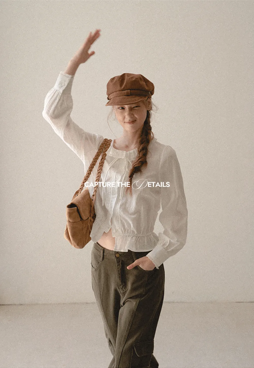 Ruffled Collar Tie Front Sheer Blouse