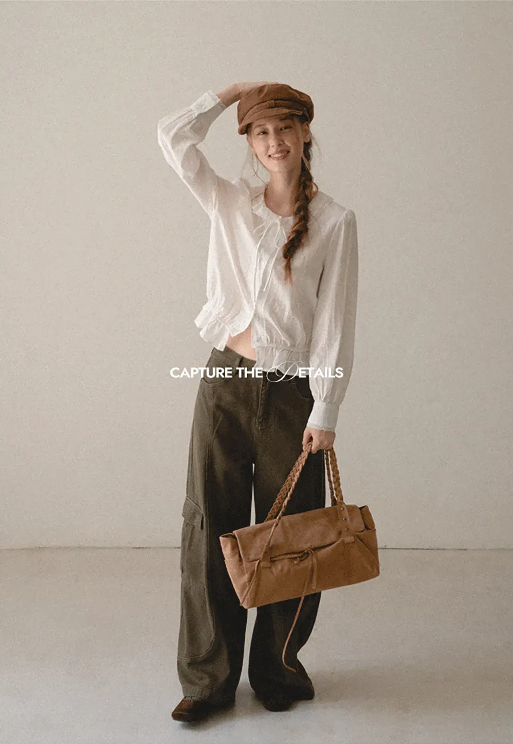Ruffled Collar Tie Front Sheer Blouse