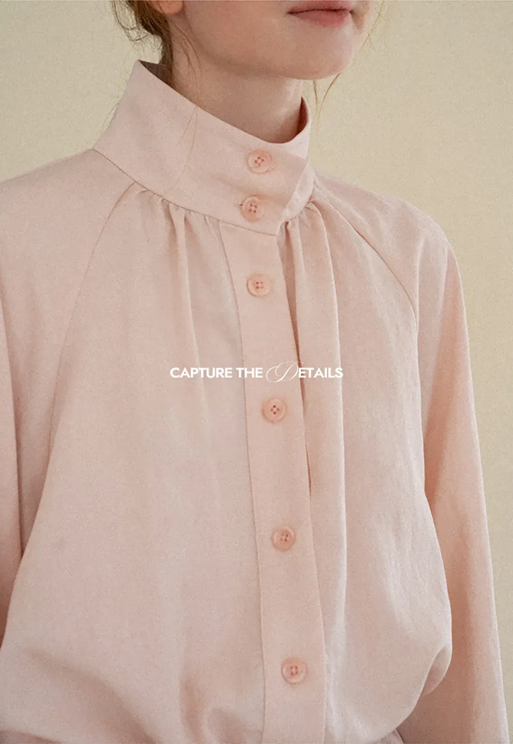 High Collar Drawstring Waist Blouse