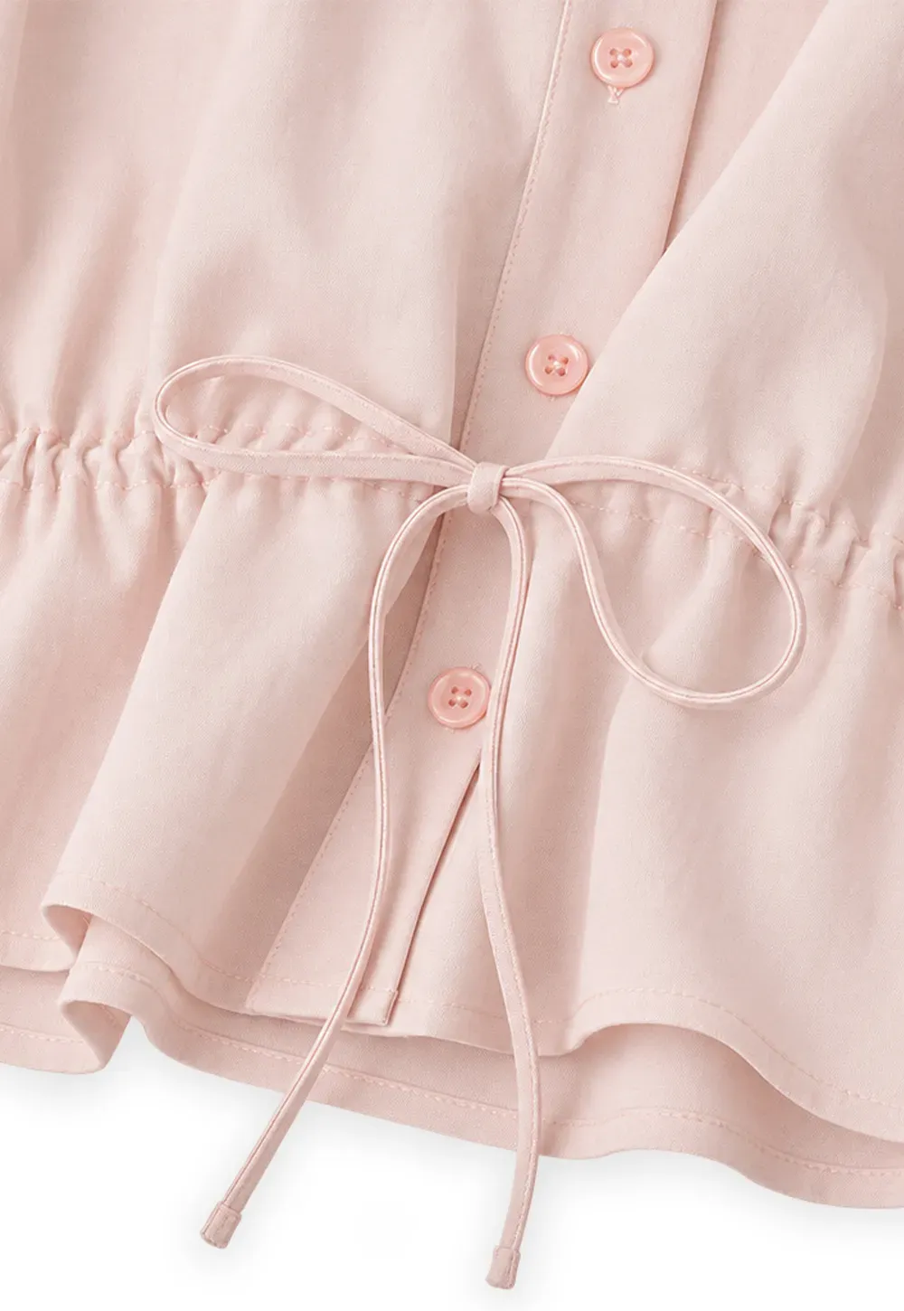 High Collar Drawstring Waist Blouse