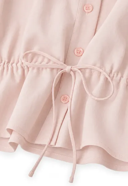 High Collar Drawstring Waist Blouse