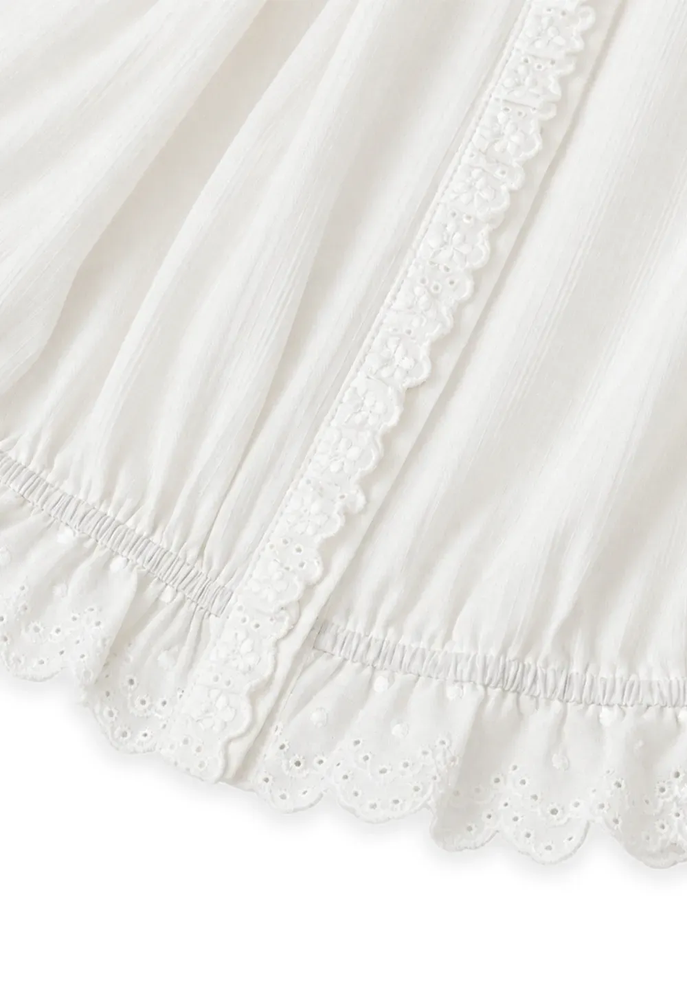 Lace Trim High Neck Button Front Blouse