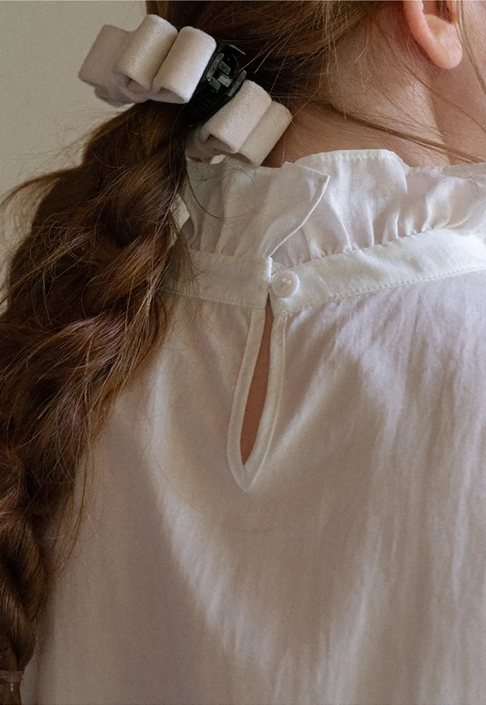 Pleated High Neck Bow Tie Blouse