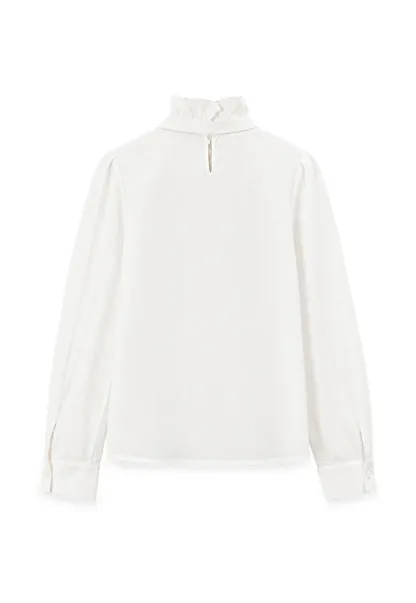 Pleated High Neck Bow Tie Blouse