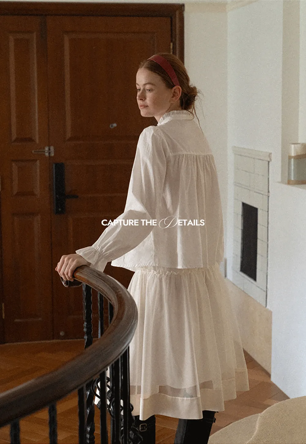 Embroidered Yoke Puff Sleeve Blouse