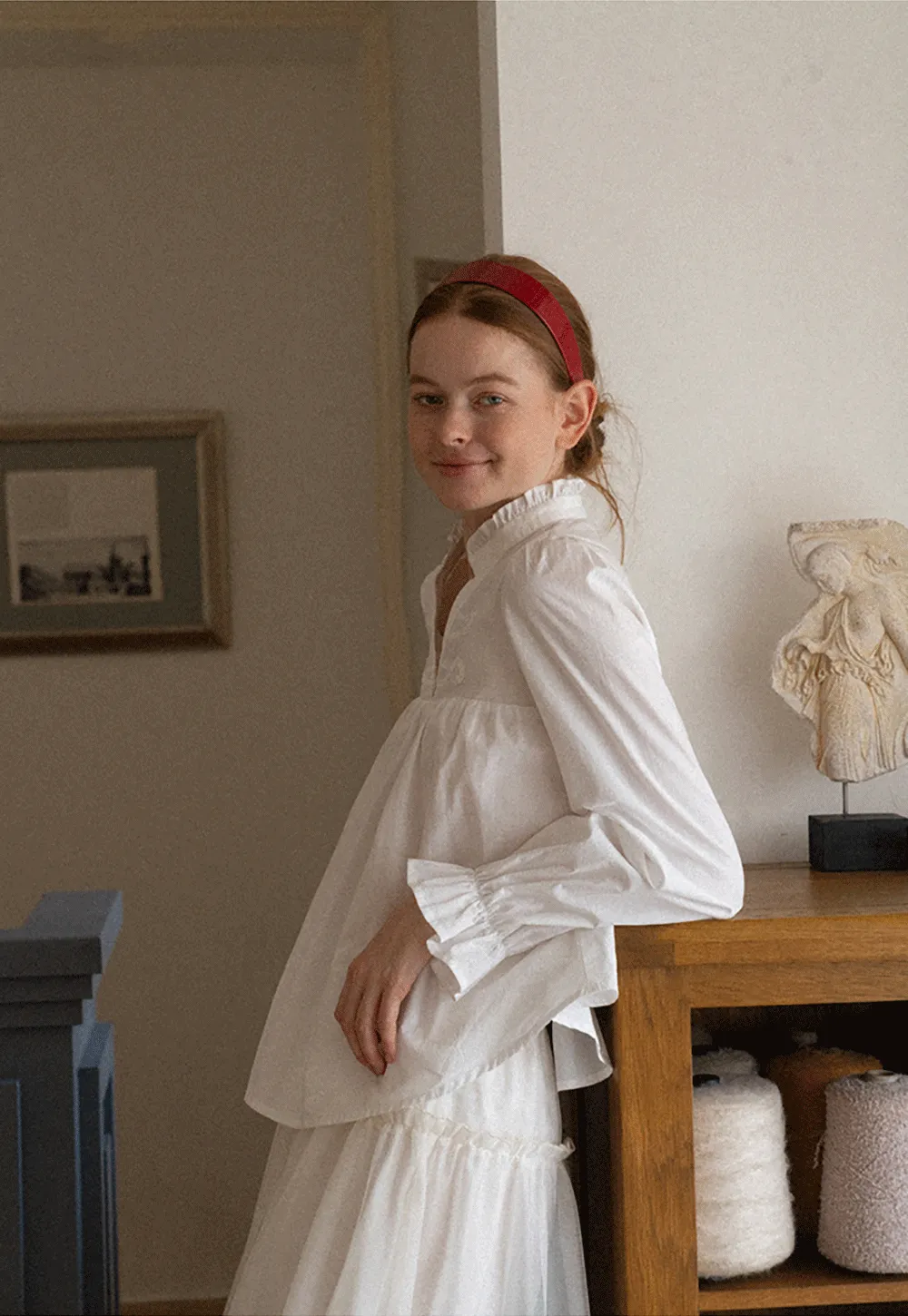 Embroidered Yoke Puff Sleeve Blouse
