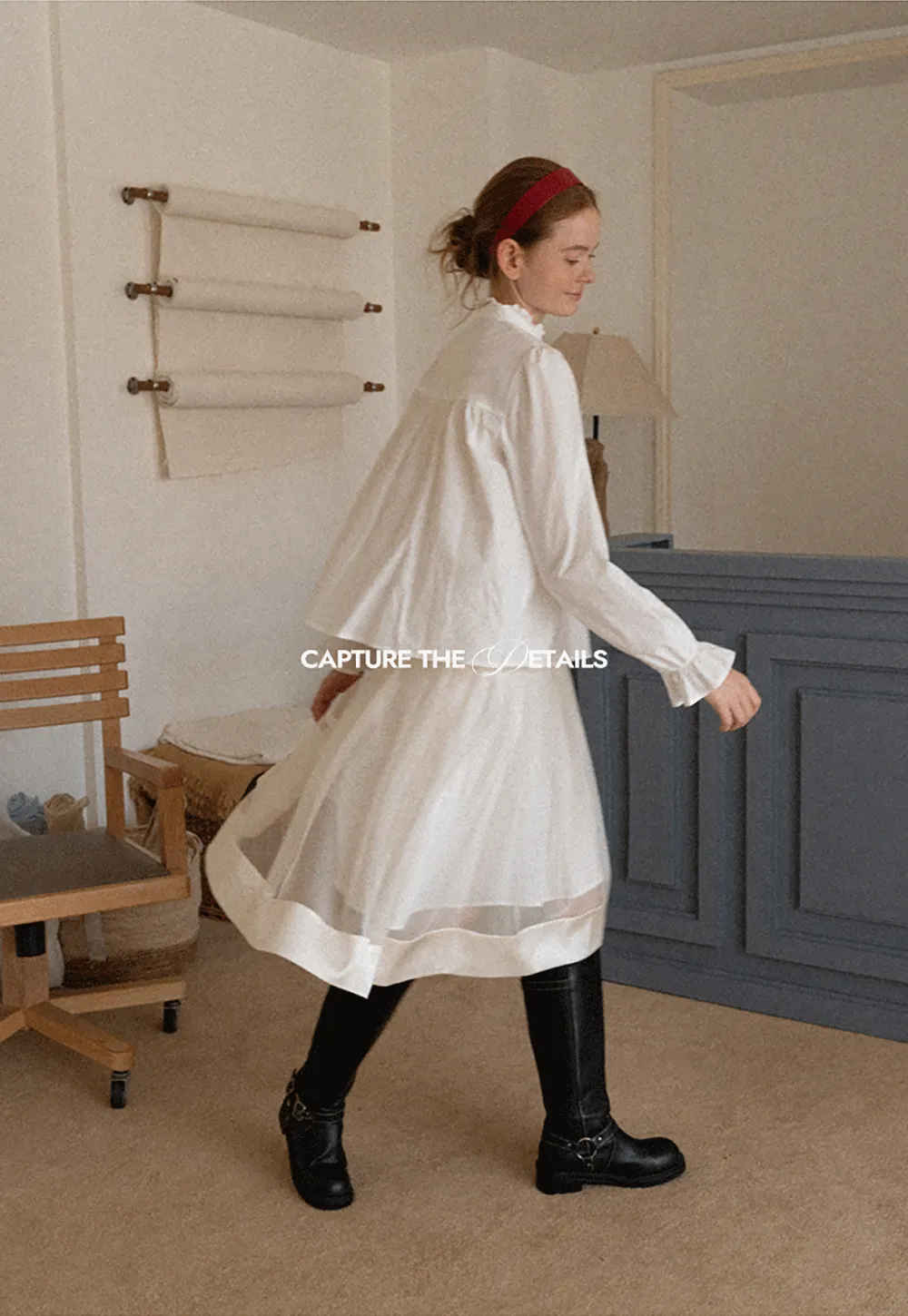 Embroidered Yoke Puff Sleeve Blouse