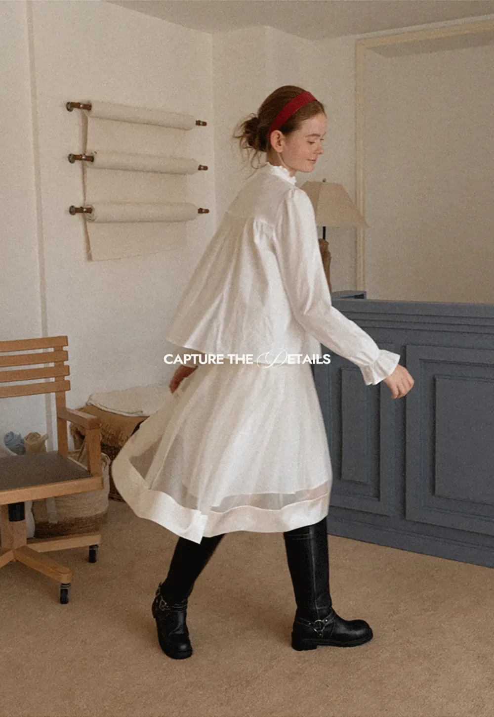 Embroidered Yoke Puff Sleeve Blouse