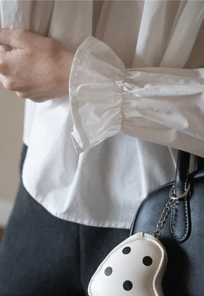 Embroidered Yoke Puff Sleeve Blouse