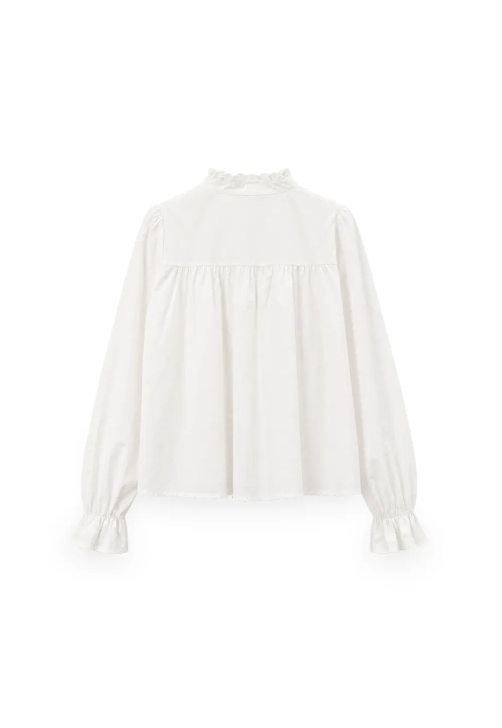 Embroidered Yoke Puff Sleeve Blouse
