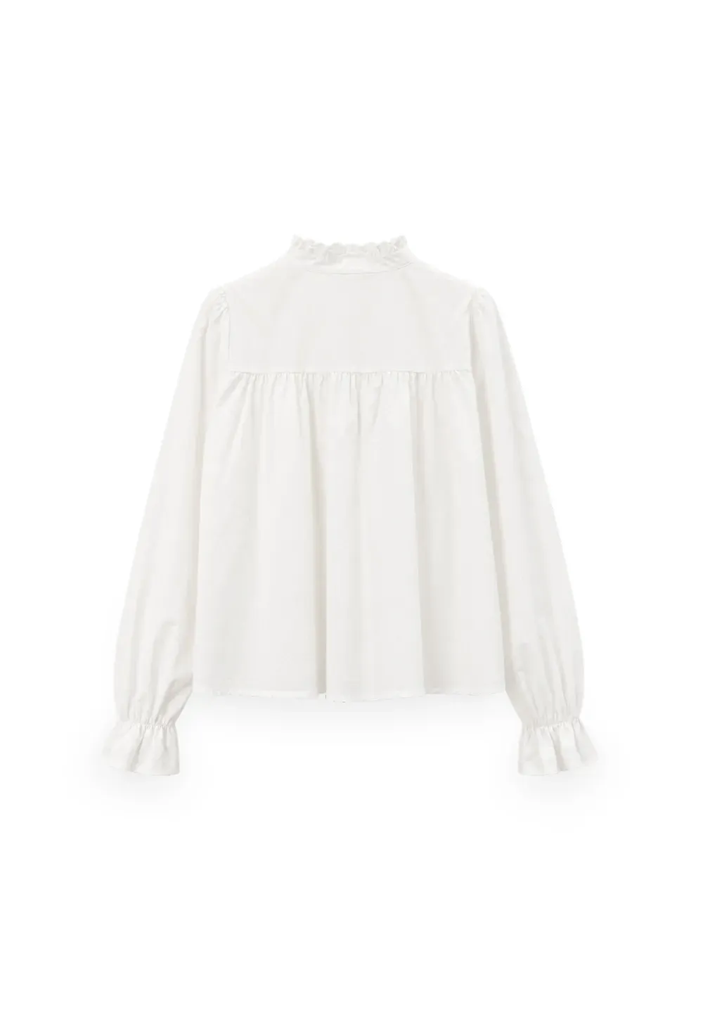 Embroidered Yoke Puff Sleeve Blouse