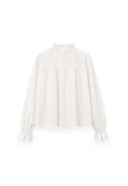 Embroidered Yoke Puff Sleeve Blouse