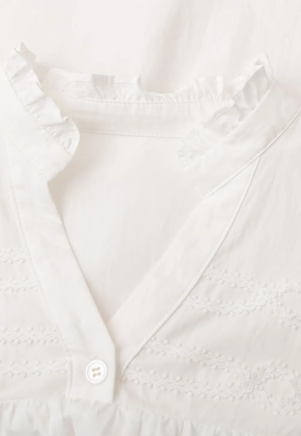 Embroidered Yoke Puff Sleeve Blouse