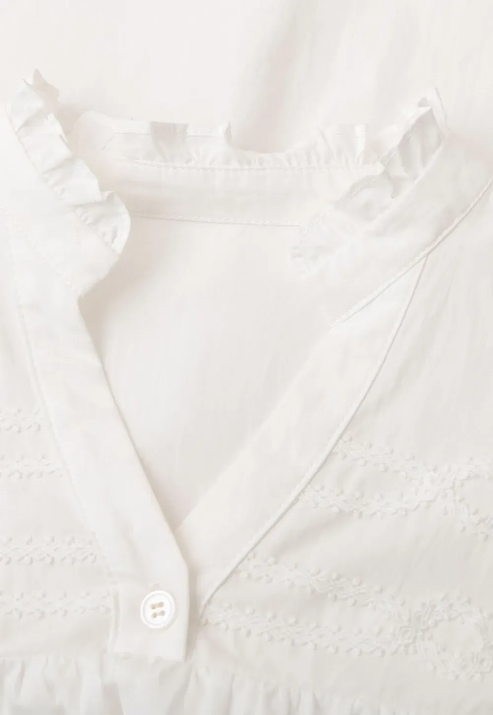 Embroidered Yoke Puff Sleeve Blouse