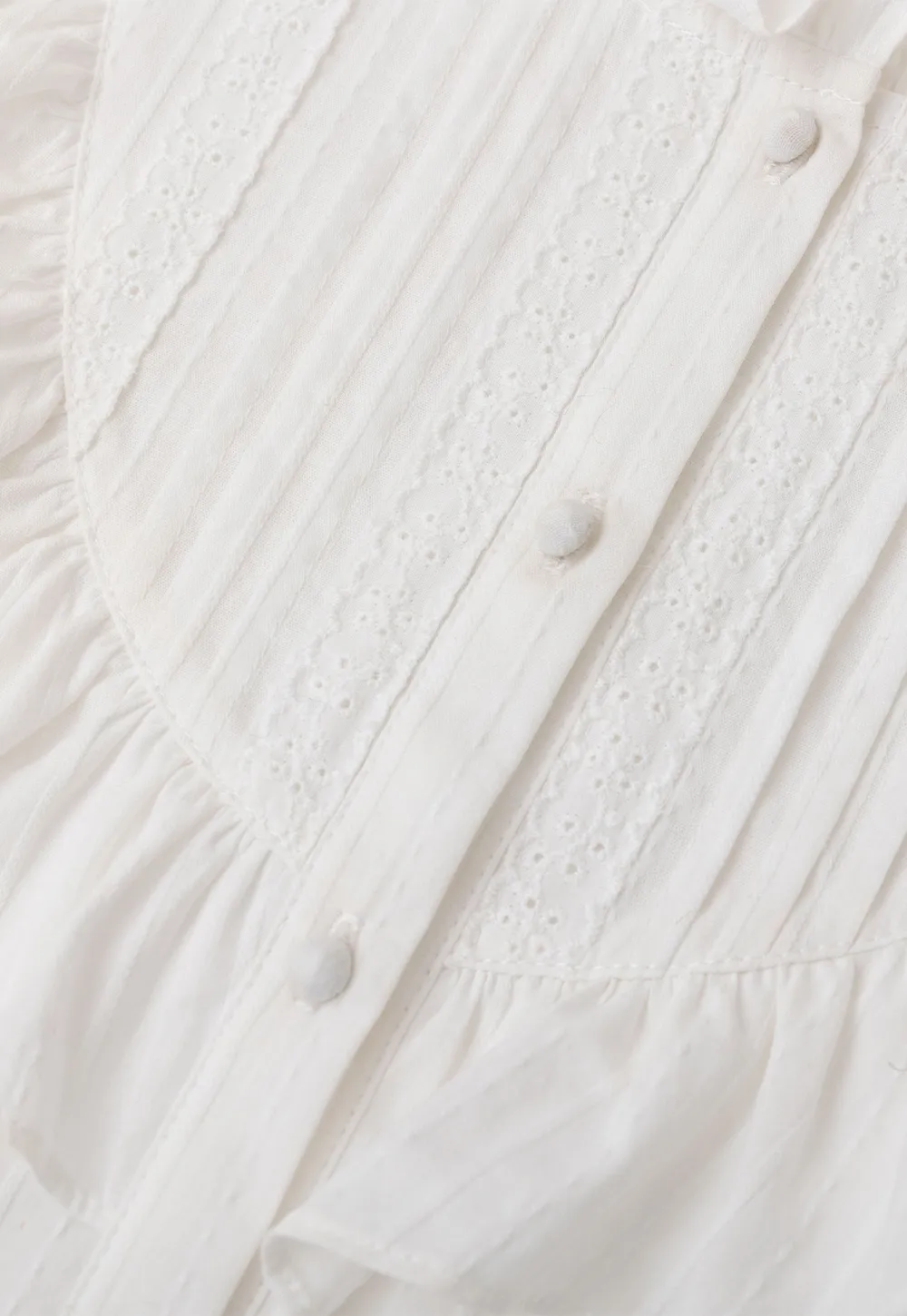 Ruffled Collar Pleated Front Button Up Shirt