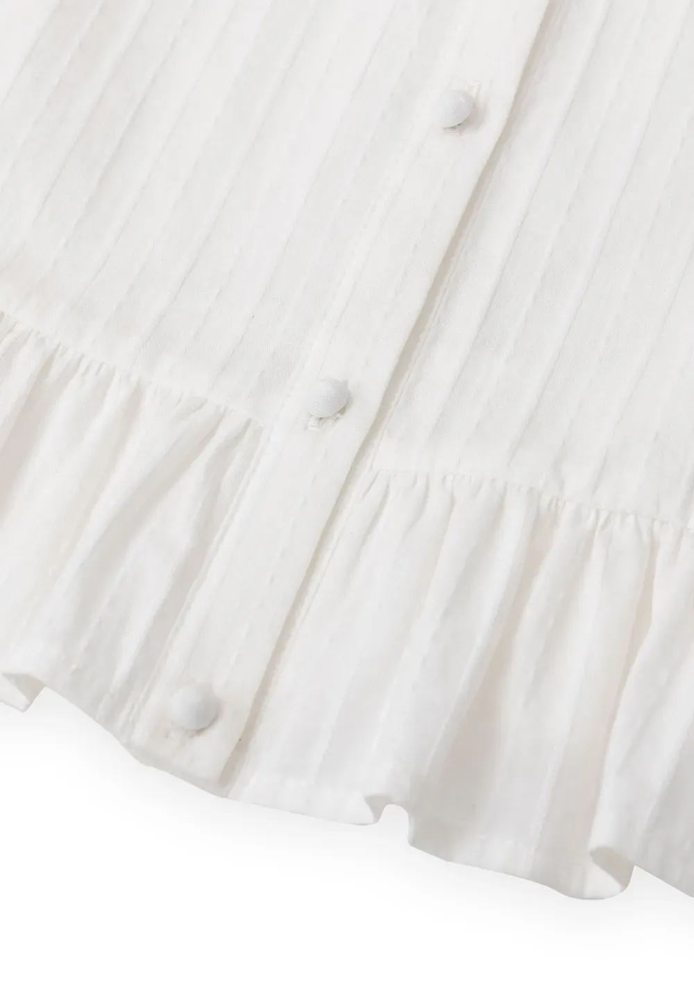 Ruffled Collar Pleated Front Button Up Shirt