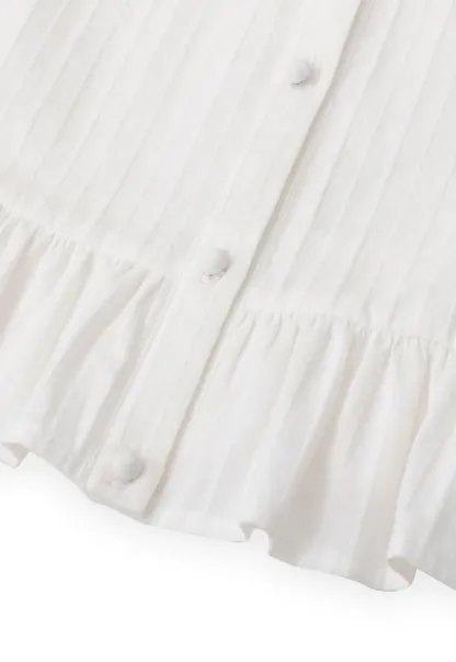 Ruffled Collar Pleated Front Button Up Shirt