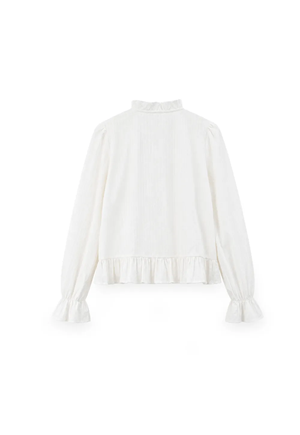 Ruffled Collar Pleated Front Button Up Shirt