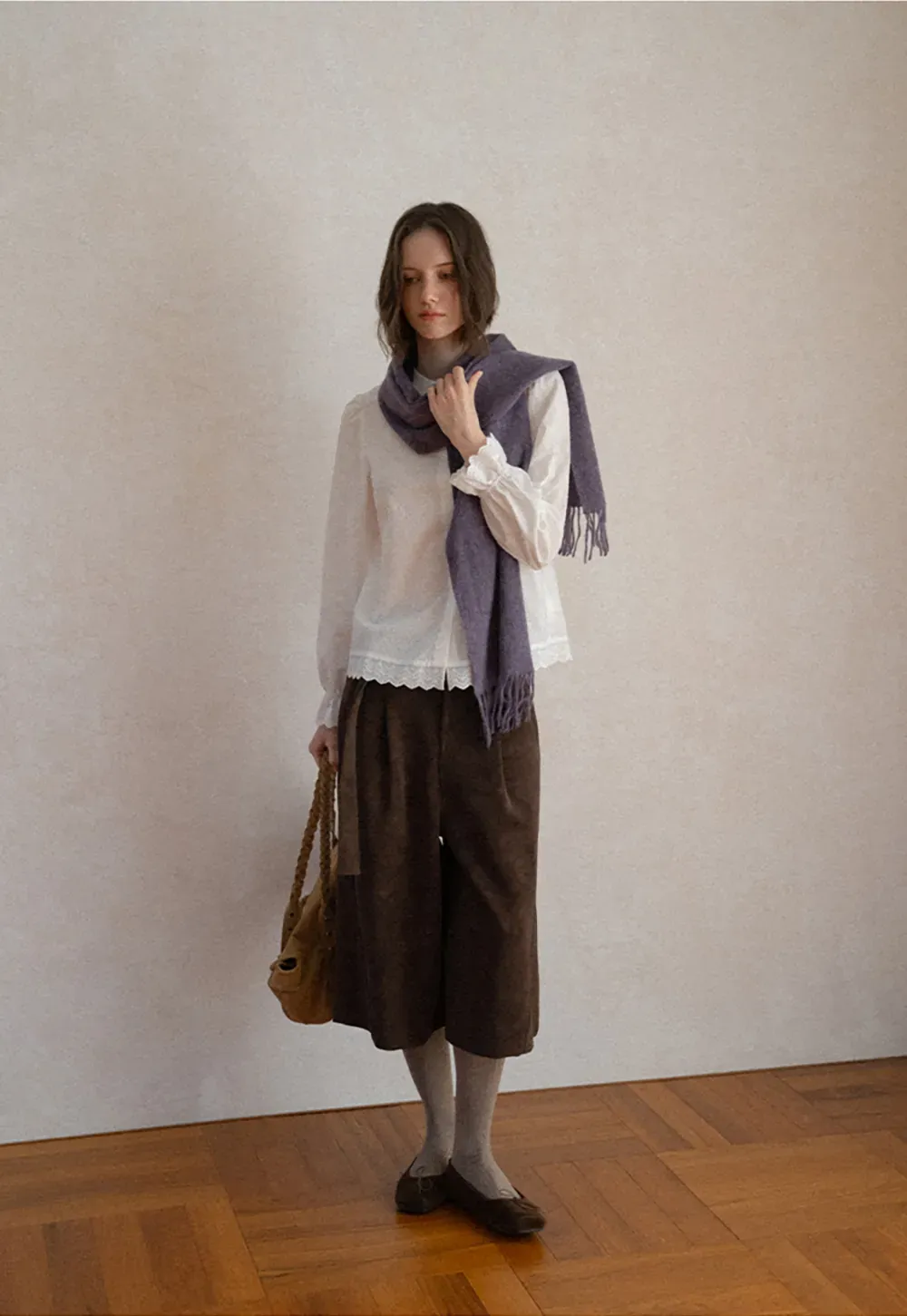 Lace Trim Ruffled Collar Button Up Shirt