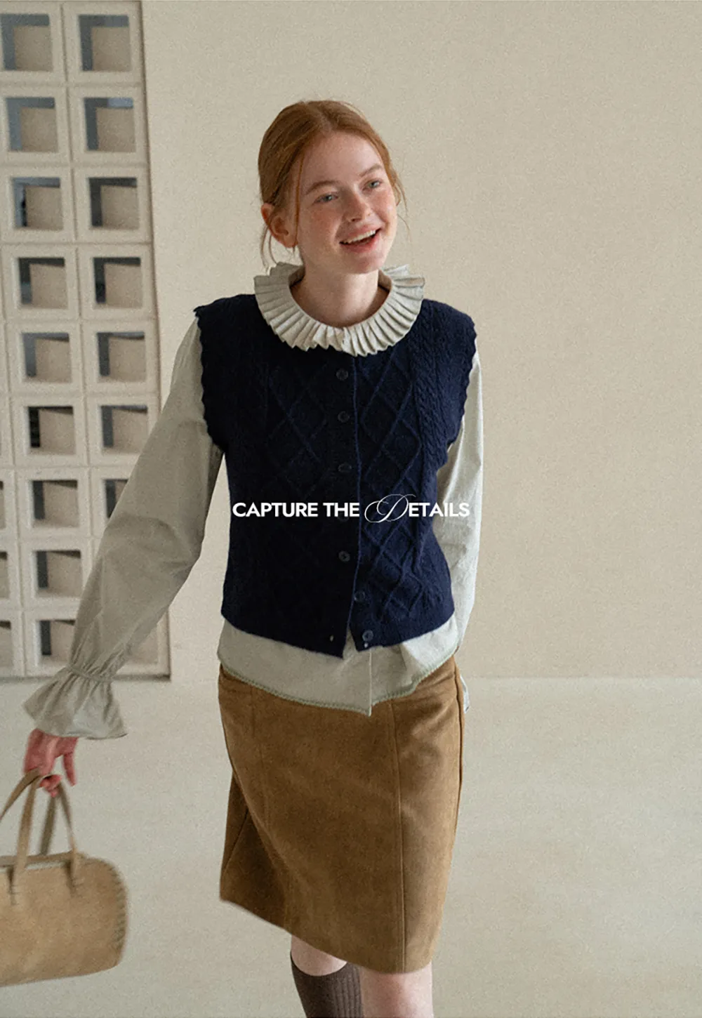 Pleated Collar Ruched Sleeve Button Up Shirt