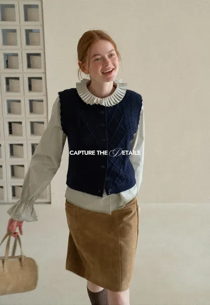 Pleated Collar Ruched Sleeve Button Up Shirt