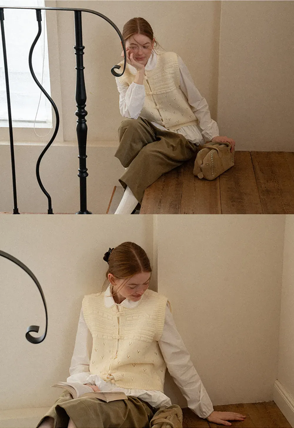 Peter Pan Collar Ruffled Hem Shirt