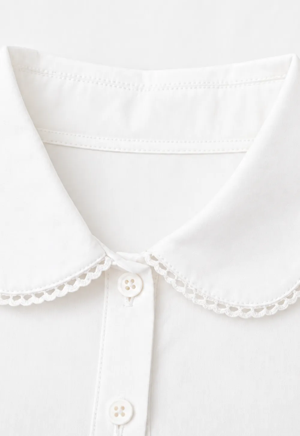 Peter Pan Collar Ruffled Hem Shirt