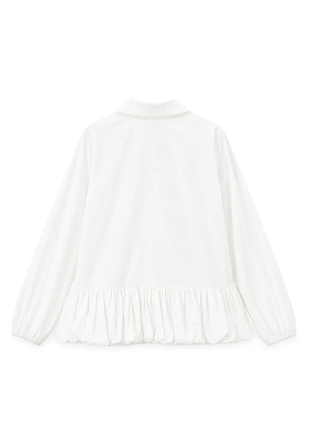 Peter Pan Collar Ruffled Hem Shirt